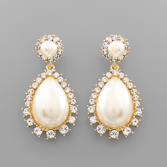 Teardrop Pearl & Crystal Earrings
